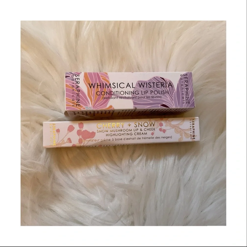 Seraphine Whimsical Wisteria Lip Polish & Cherry + Snow Lip & Cheek Cream New